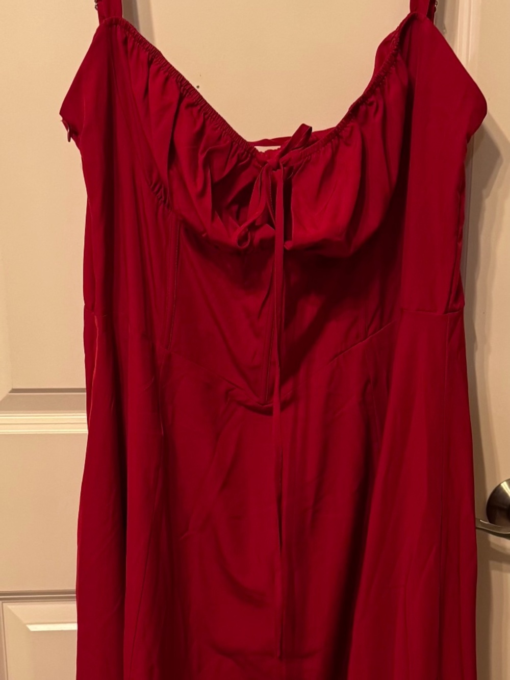 Parthea XXXL Red Lace-Up Back Maxi Dress Corset Bodice A-Line Formal Evening